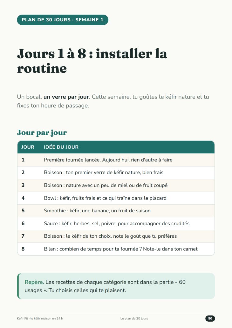 Page « Plan de 30 jours »